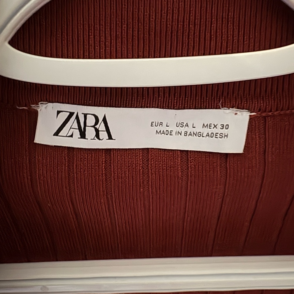Zara Terracotta Ribbed Knit Top - Picture 1 of 4